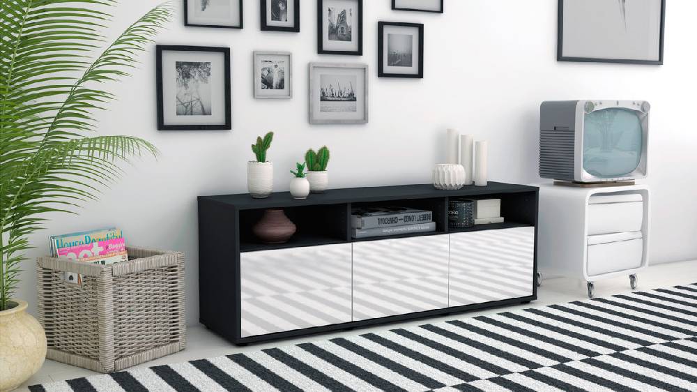 Stil Zeit Möbel Lowboard Andrina, Weiß (136x49x35cm) Günstiger Verkauf