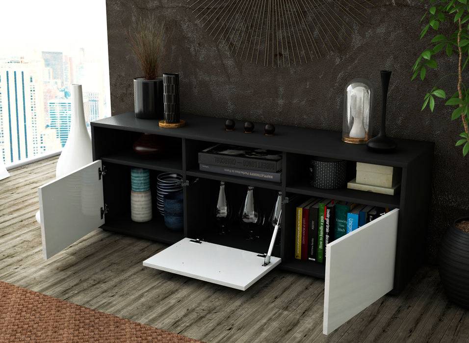 Stil Zeit Möbel Lowboard Andrina, Weiß (136x49x35cm) Günstiger Verkauf