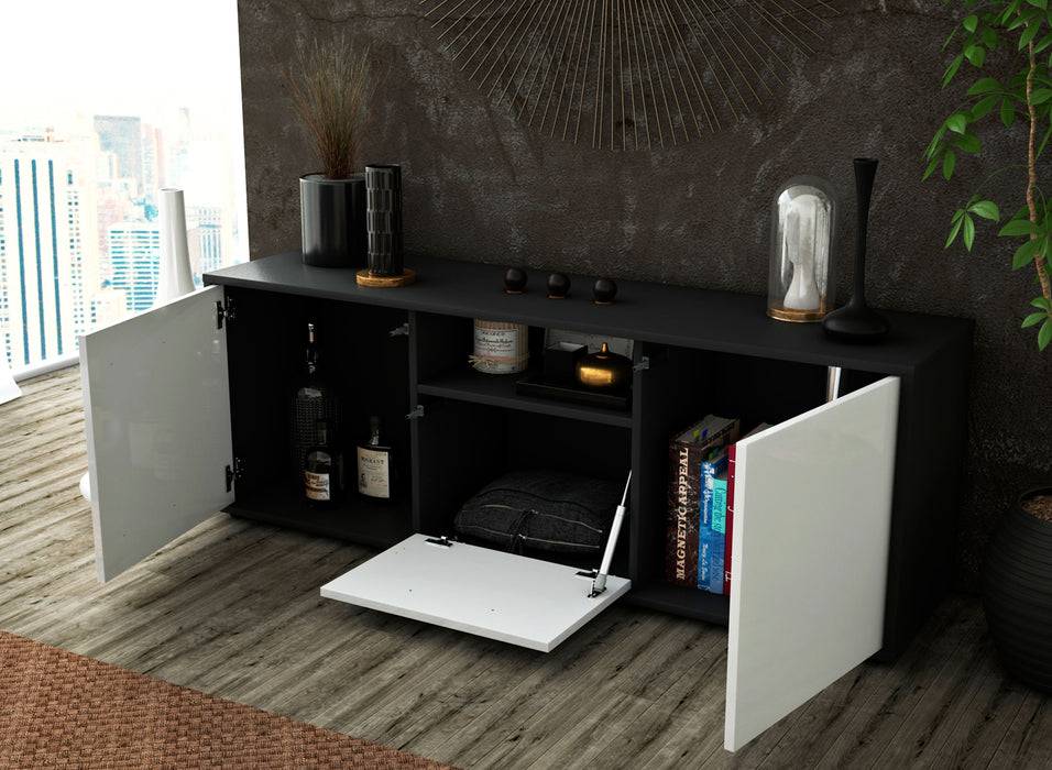 Stil Zeit Möbel Lowboard Andreana, Grau (136x49x35cm) Fabrikverkauf