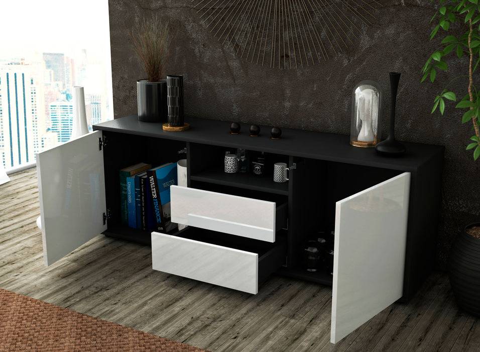 Stil Zeit Möbel Lowboard Ameriga, Grau (136x49x35cm) Kostenloser Versand