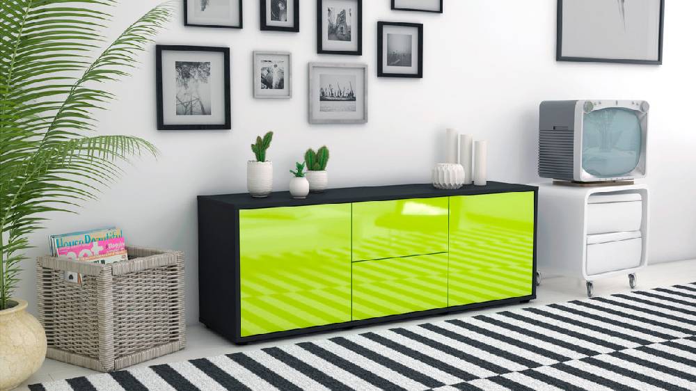 Stil Zeit Möbel Lowboard Alma, Grün (136x49x35cm) Günstig kaufen