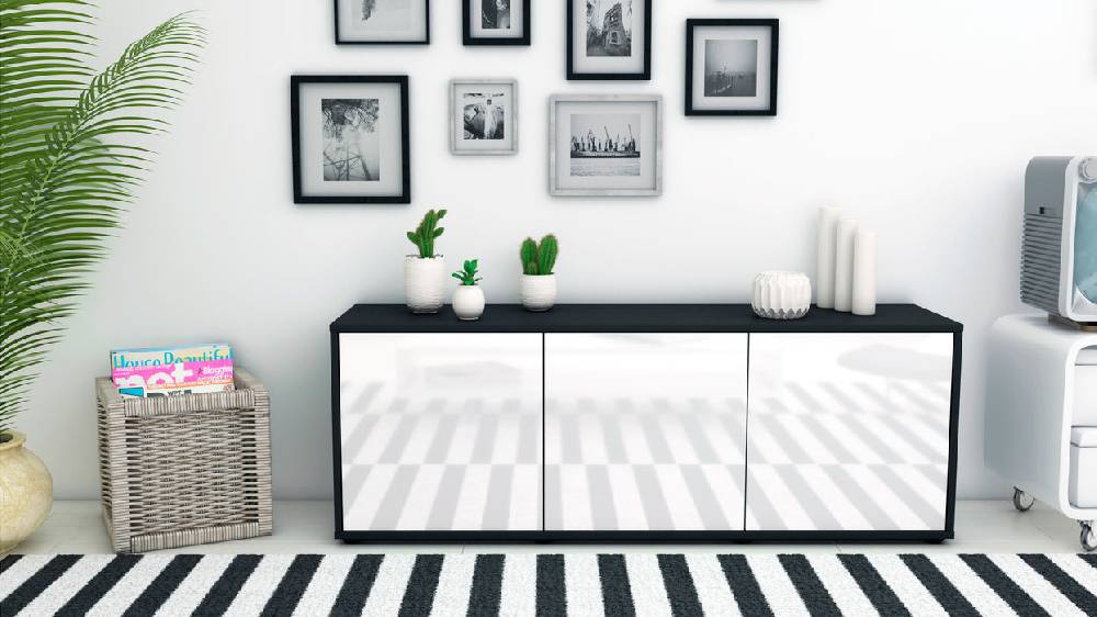Stil Zeit Möbel Lowboard Allegra, Weiß (136x49x35cm) Versandkostenfrei