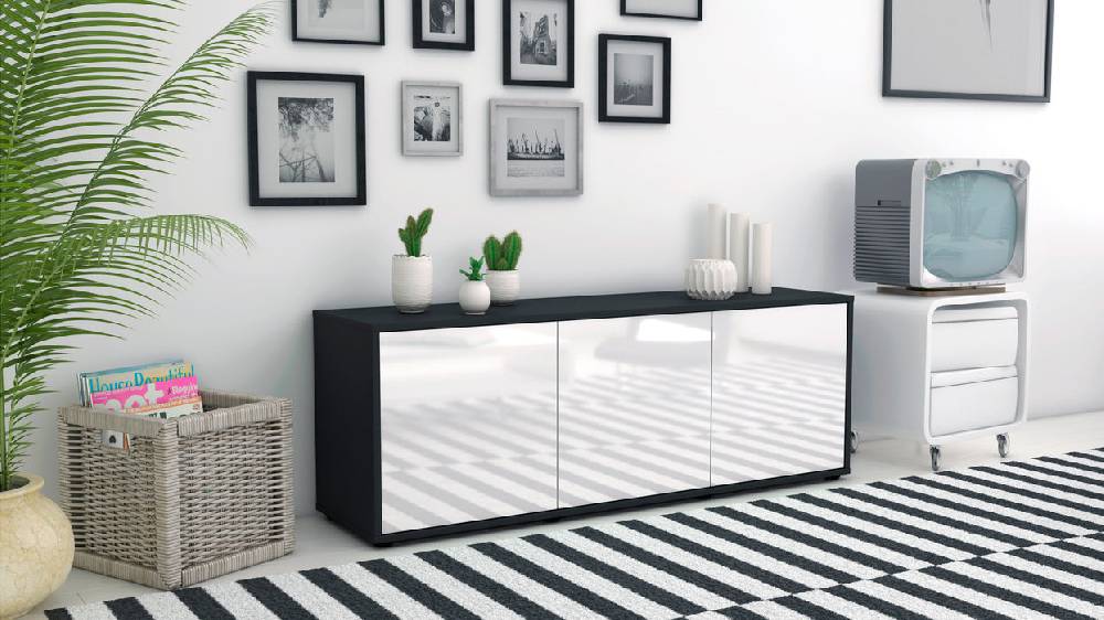 Stil Zeit Möbel Lowboard Allegra, Weiß (136x49x35cm) Versandkostenfrei