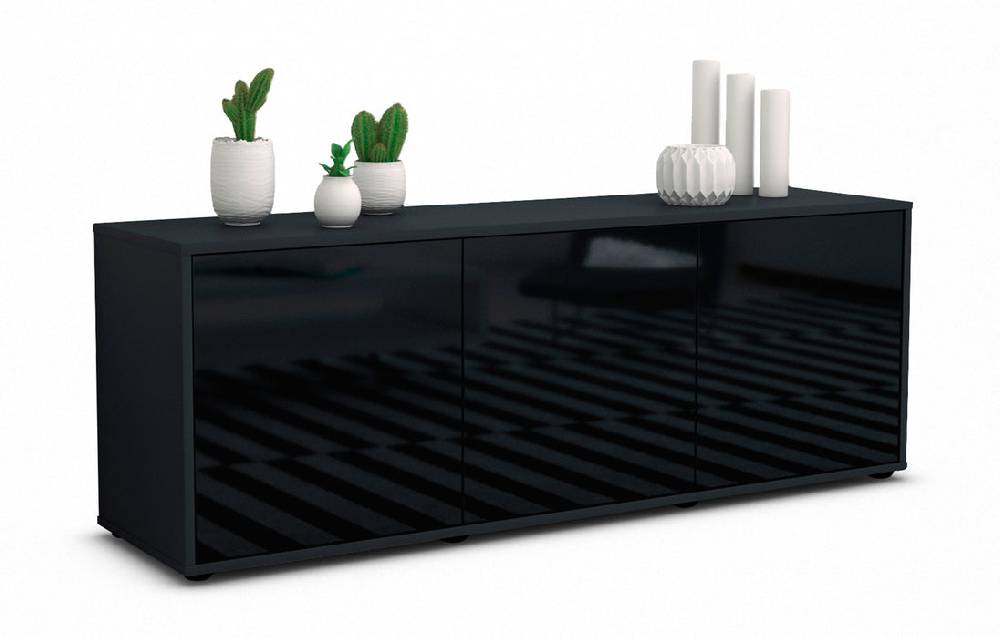 Stil Zeit Möbel Lowboard Allegra, Schwarz (136x49x35cm) Großer Ausverkauf