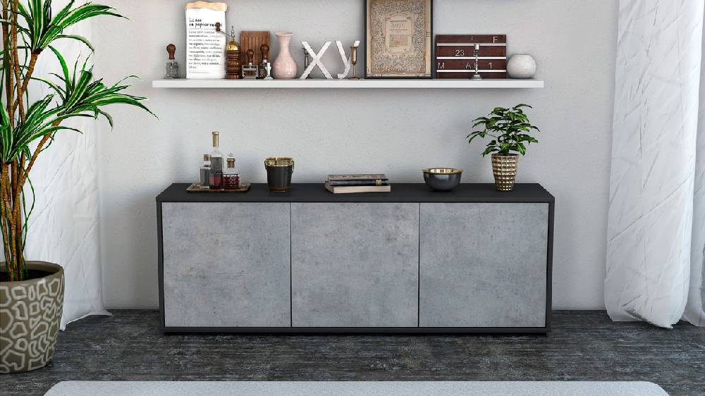 Stil Zeit Möbel Lowboard Allegra, Beton (136x49x35cm) Flash Sale