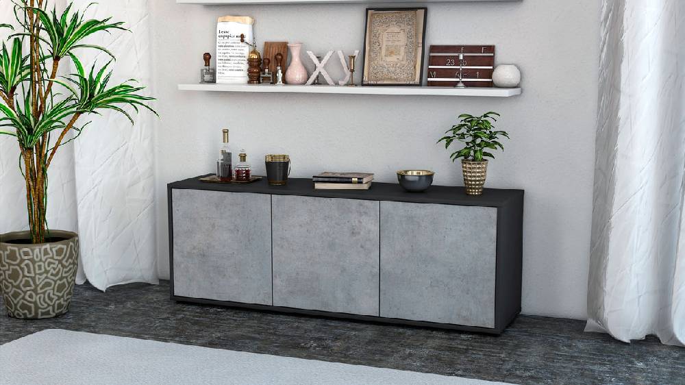 Stil Zeit Möbel Lowboard Allegra, Beton (136x49x35cm) Flash Sale