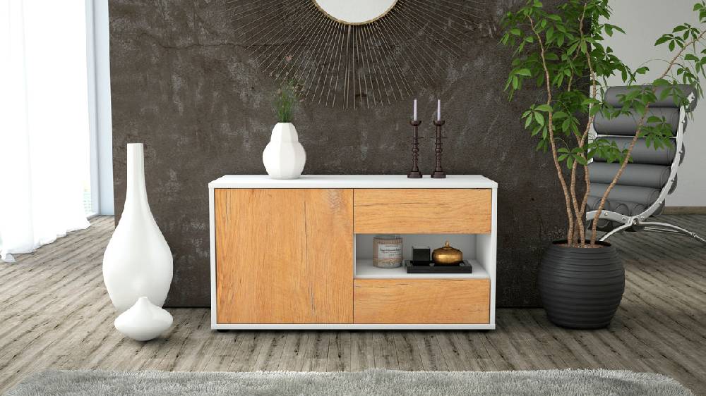 Stil Zeit Möbel Lowboard Aleyna, Eiche (92x49x35cm) Begrenztes Angebot