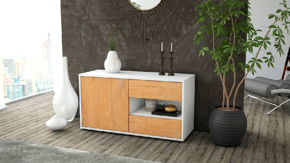 Stil Zeit Möbel Lowboard Aleyna, Eiche (92x49x35cm) Begrenztes Angebot