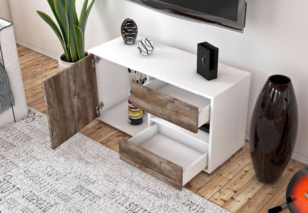 Stil Zeit Möbel Lowboard Aleyna, Eiche (92x49x35cm) Begrenztes Angebot