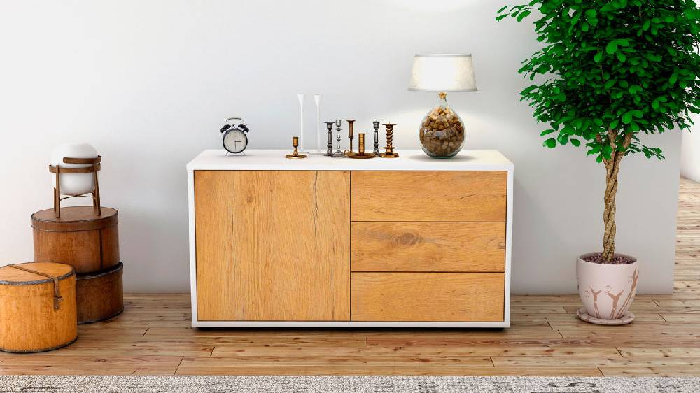 Stil Zeit Möbel Lowboard Alessandra, Eiche (92x49x35cm) Exklusivangebot