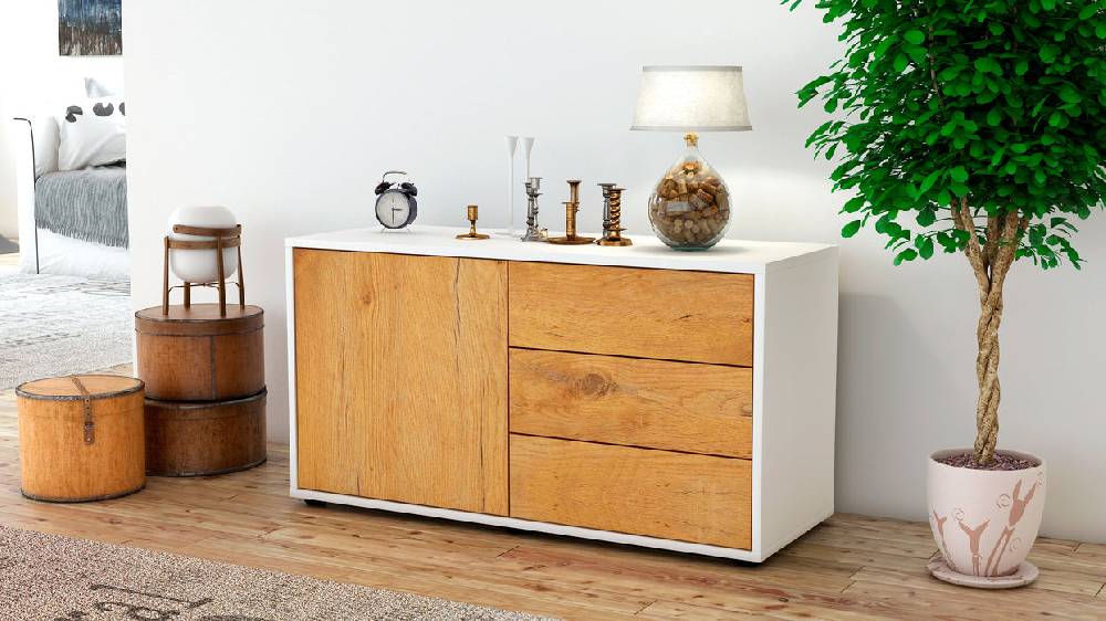 Stil Zeit Möbel Lowboard Alessandra, Eiche (92x49x35cm) Exklusivangebot