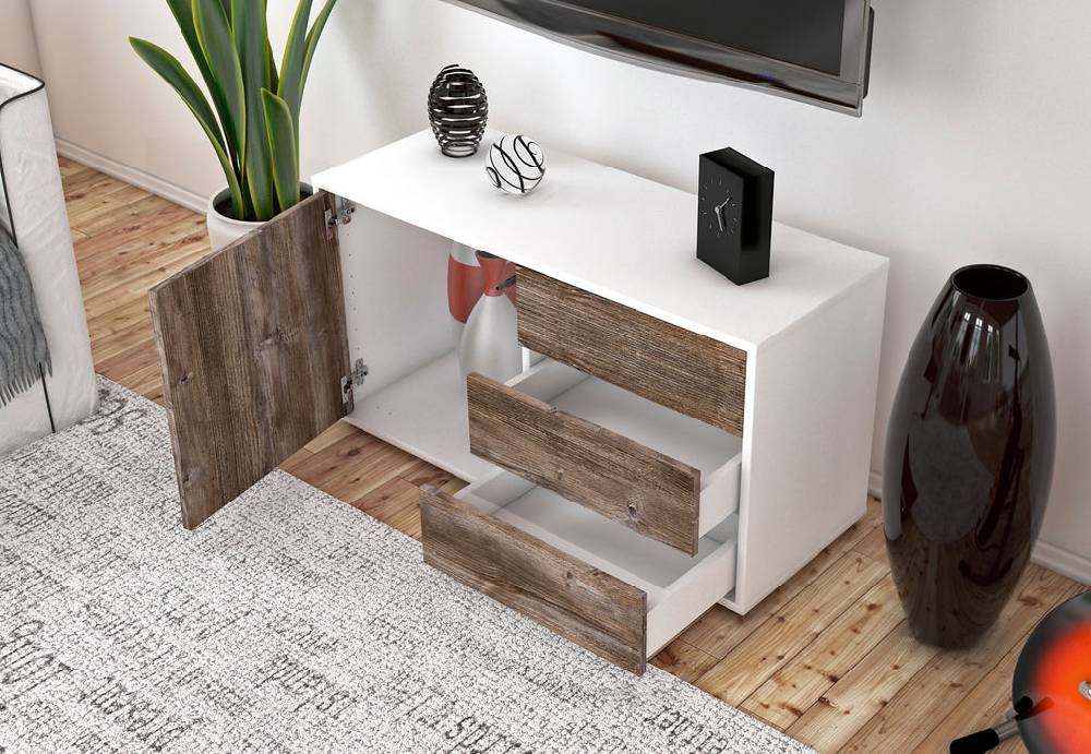 Stil Zeit Möbel Lowboard Alessandra, Eiche (92x49x35cm) Exklusivangebot