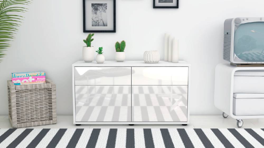 Stil Zeit Möbel Lowboard Alena, Weiß (92x49x35cm) Preisnachlass