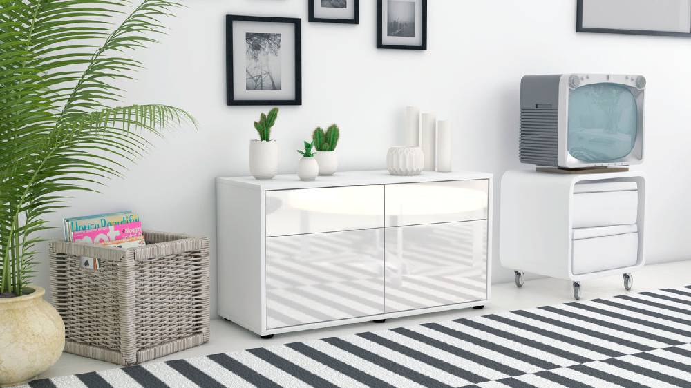 Stil Zeit Möbel Lowboard Alena, Weiß (92x49x35cm) Preisnachlass