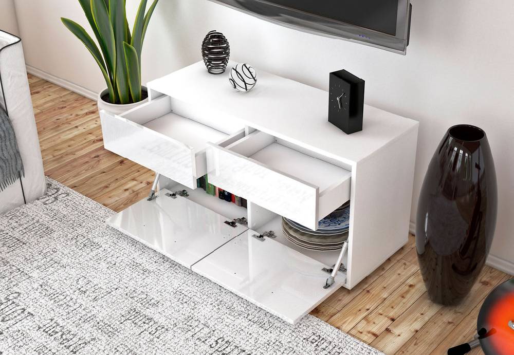 Stil Zeit Möbel Lowboard Alena, Weiß (92x49x35cm) Preisnachlass