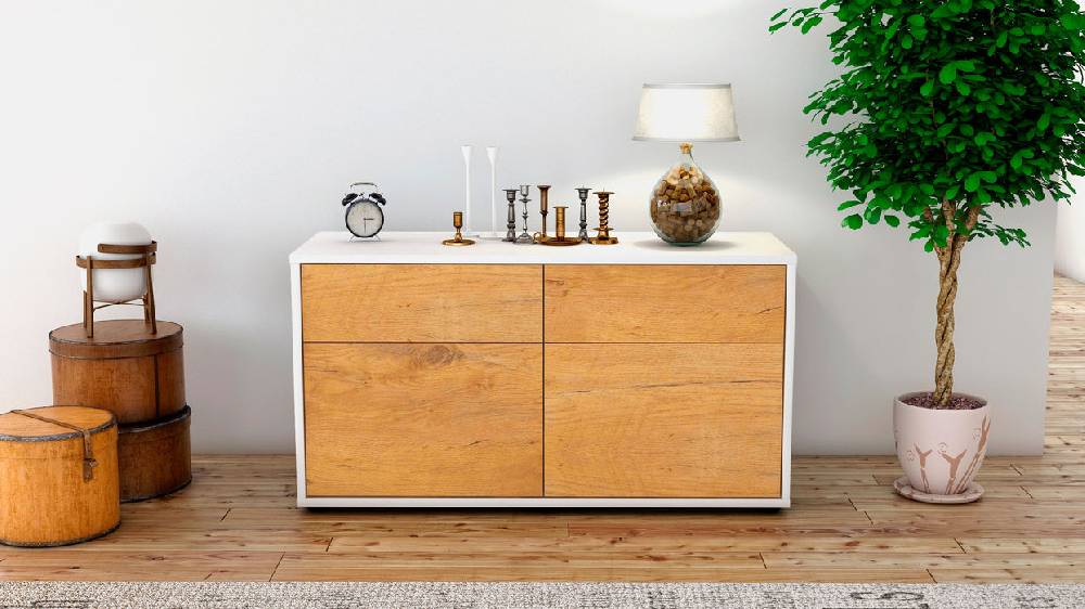 Stil Zeit Möbel Lowboard Alena, Eiche (92x49x35cm) Saisonschlussverkauf