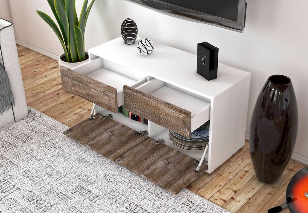 Stil Zeit Möbel Lowboard Alena, Eiche (92x49x35cm) Saisonschlussverkauf
