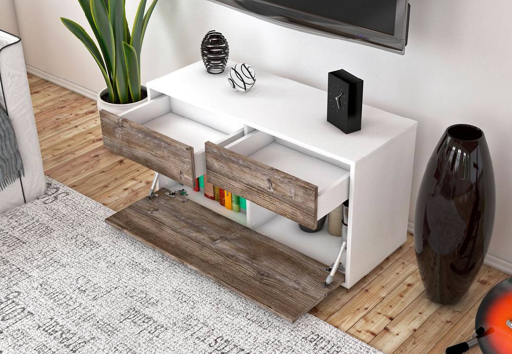 Stil Zeit Möbel Lowboard Agnese, Eiche (92x49x35cm) Cyber Monday