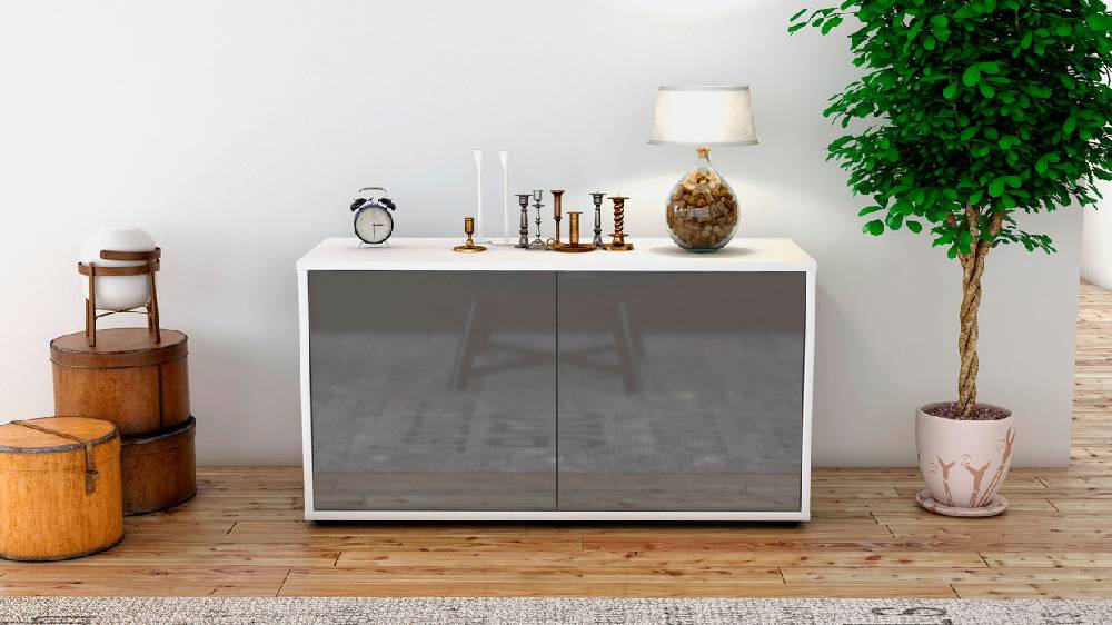 Stil Zeit Möbel Lowboard Ada, Grau (92x49x35cm) Jubiläumsangebot
