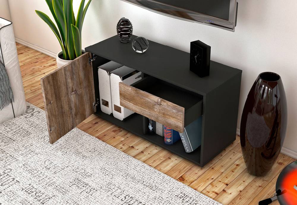 Stil Zeit Möbel Lowboard Alberina, Eiche (92x49x35cm) Zeitlich begrenztes Angebot