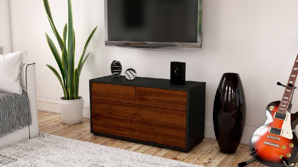 Stil Zeit Möbel Lowboard Agnese, Walnuss (92x49x35cm) Blitzangebot