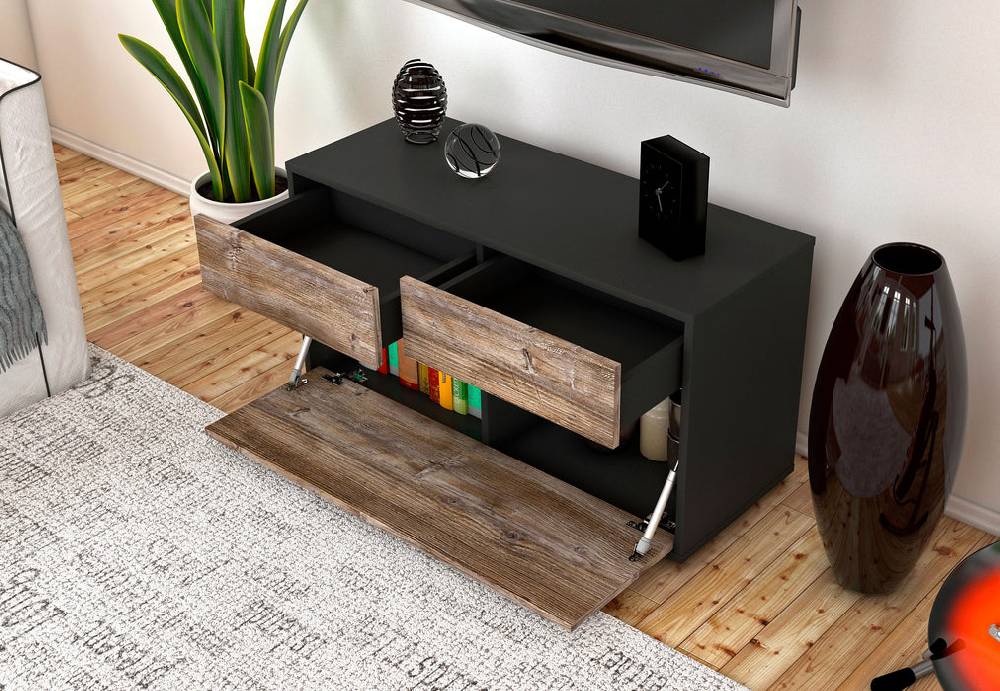 Stil Zeit Möbel Lowboard Agnese, Walnuss (92x49x35cm) Blitzangebot