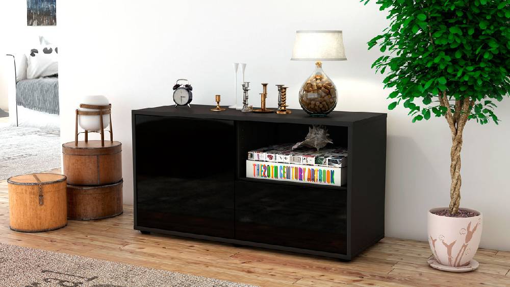 Stil Zeit Möbel Lowboard Adriana, Schwarz (92x49x35cm) Neuheiten