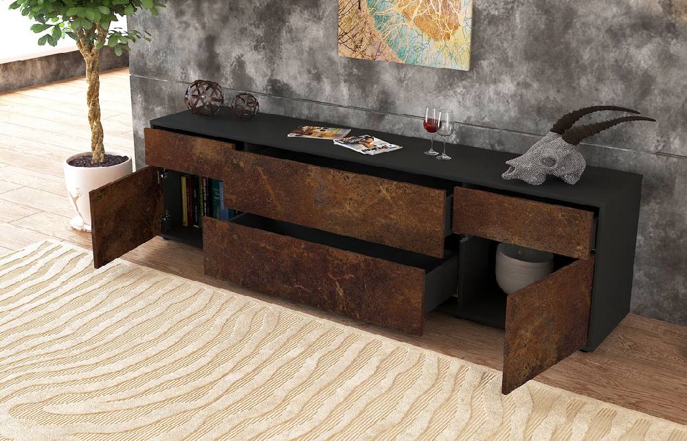 Stil Zeit Möbel Lowboard Bibiane, Rost (180x49x35cm) Sonderangebote