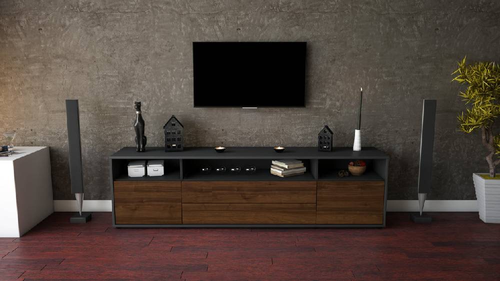 Stil Zeit Möbel Lowboard Biancaneve, Walnuss (180x49x35cm) Riesige Ersparnisse