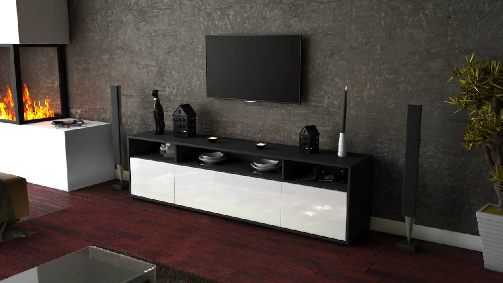 Stil Zeit Möbel Lowboard Bianca, Weiß (180x49x35cm) VIP-Rabatte