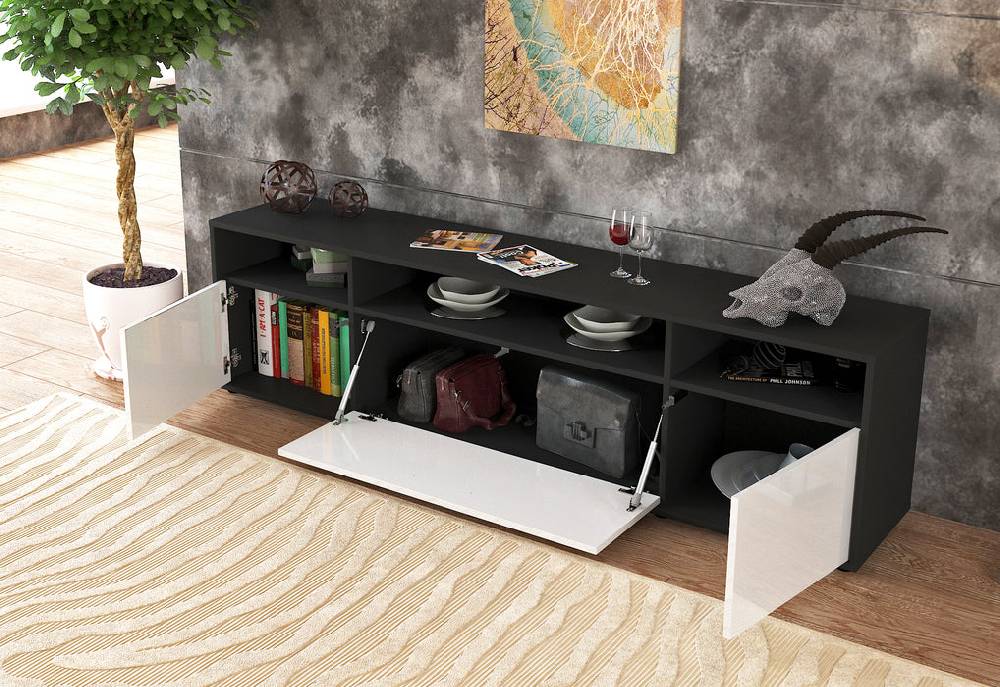 Stil Zeit Möbel Lowboard Bianca, Weiß (180x49x35cm) VIP-Rabatte