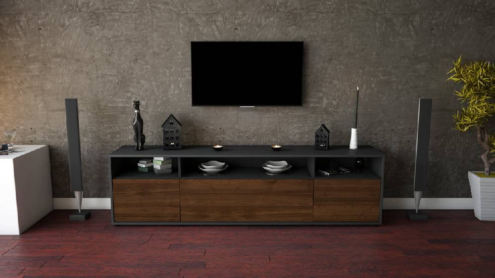 Stil Zeit Möbel Lowboard Bianca, Walnuss (180x49x35cm) Tiefpreis