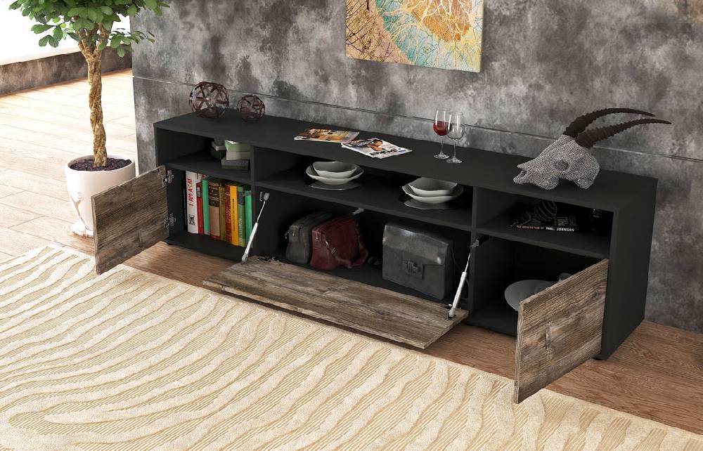 Stil Zeit Möbel Lowboard Bianca, Eiche (180x49x35cm) Super Sparpreis