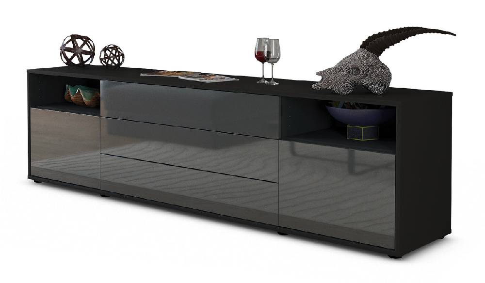 Stil Zeit Möbel Lowboard Bettina, Grau (180x49x35cm)