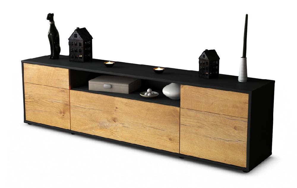 Stil Zeit Möbel Lowboard Bernadetta, Eiche (180x49x35cm) Kostenlose Rückgabe