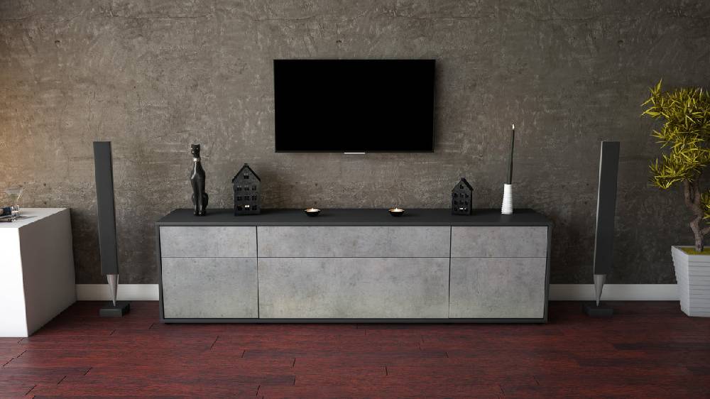 Stil Zeit Möbel Lowboard Beppa, Beton (180x49x35cm) JETZT KAUFEN