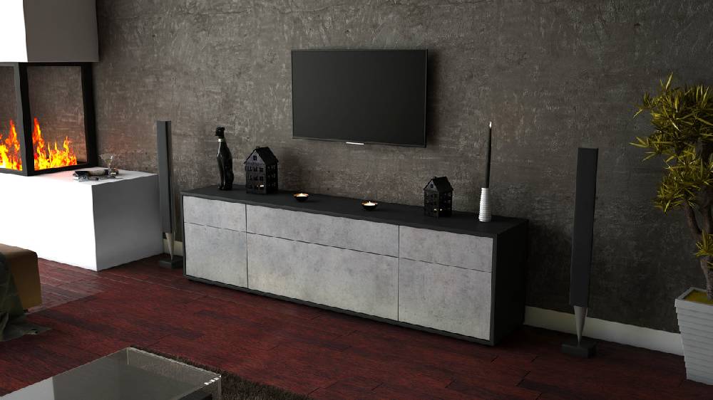 Stil Zeit Möbel Lowboard Beppa, Beton (180x49x35cm) JETZT KAUFEN