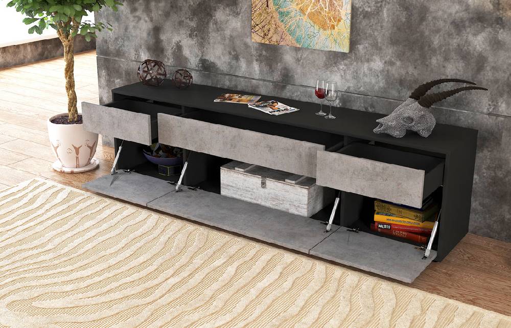 Stil Zeit Möbel Lowboard Beppa, Beton (180x49x35cm) JETZT KAUFEN