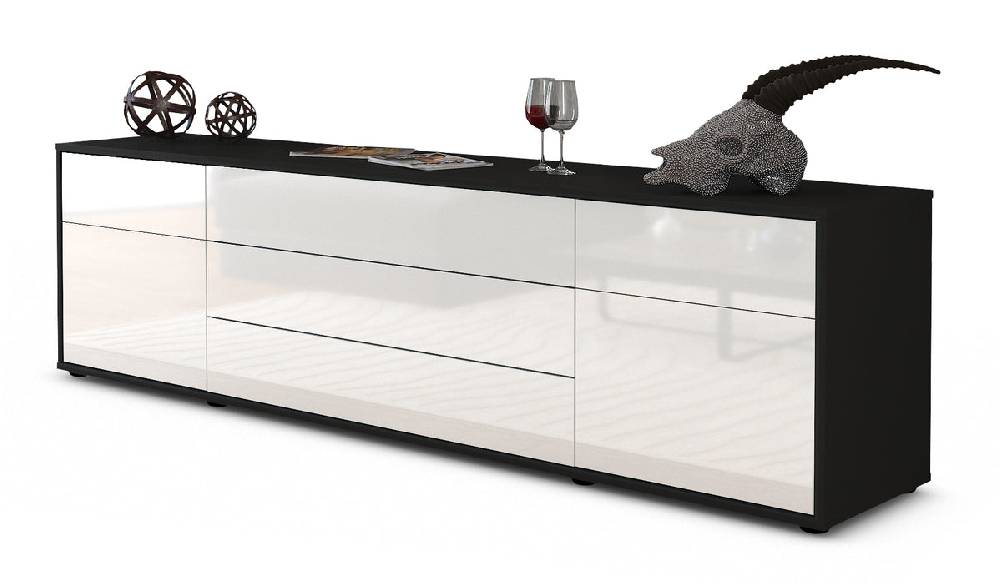 Stil Zeit Möbel Lowboard Benita, Weiß (180x49x35cm)