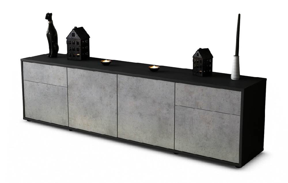 Stil Zeit Möbel Lowboard Benedetta, Beton (180x49x35cm)