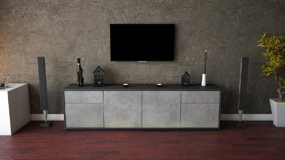 Stil Zeit Möbel Lowboard Benedetta, Beton (180x49x35cm) Letzter Tag