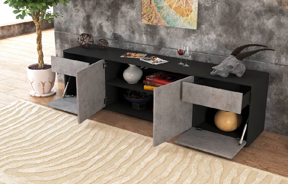 Stil Zeit Möbel Lowboard Benedetta, Beton (180x49x35cm) Letzter Tag