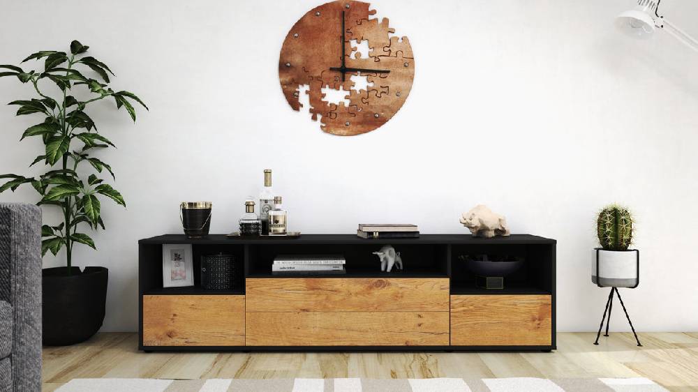Stil Zeit Möbel Lowboard Azula, Eiche (180x49x35cm) Bis zu 65% Rabatt