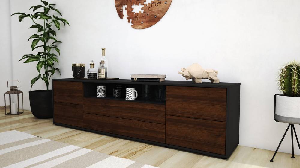 Stil Zeit Möbel Lowboard Aurora, Walnuss (180x49x35cm) Nur für heute