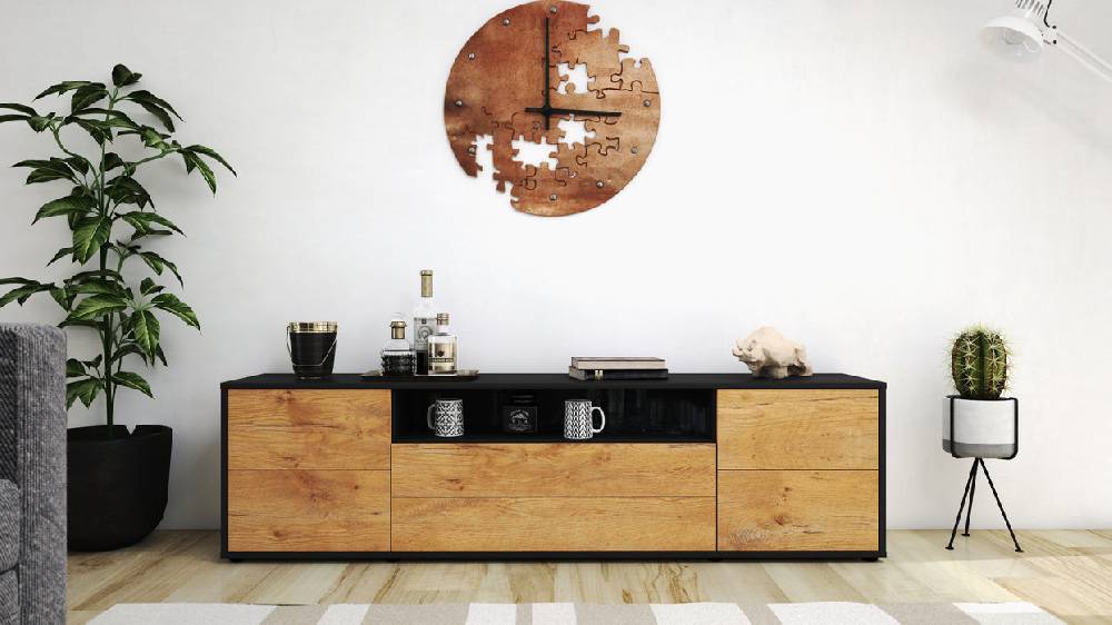 Stil Zeit Möbel Lowboard Aurora, Eiche (180x49x35cm) Sonderangebot der Fabrik