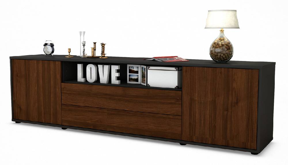 Stil Zeit Möbel Lowboard Armanda, Walnuss (180x49x35cm) 50% Rabatt mit kostenlosem Versand