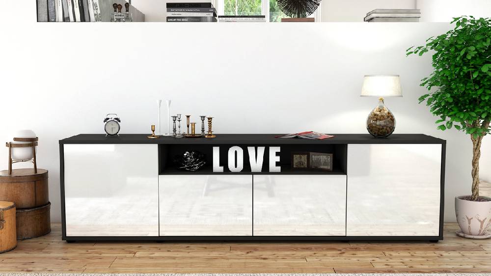 Stil Zeit Möbel Lowboard Arianna, Weiß (180x49x35cm) Kostenloser Versand international