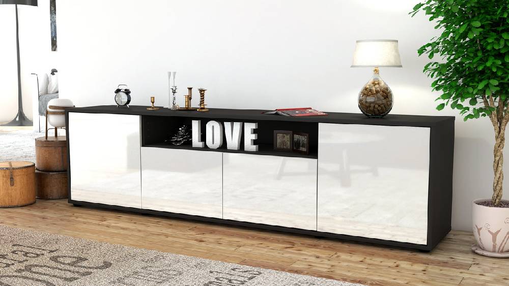 Stil Zeit Möbel Lowboard Arianna, Weiß (180x49x35cm) Kostenloser Versand international