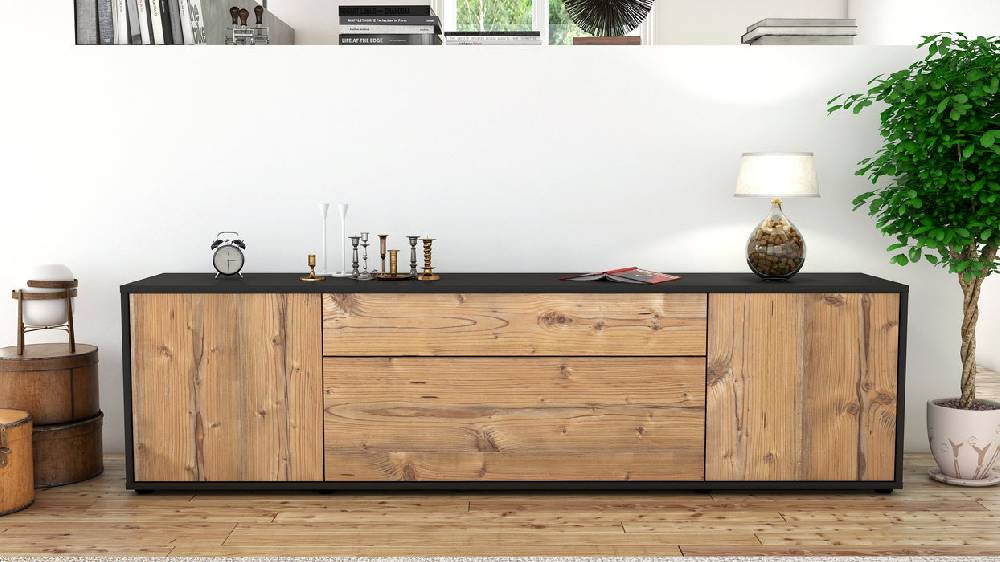 Stil Zeit Möbel Lowboard Aria, Pinie (180x49x35cm) Speichern exportieren