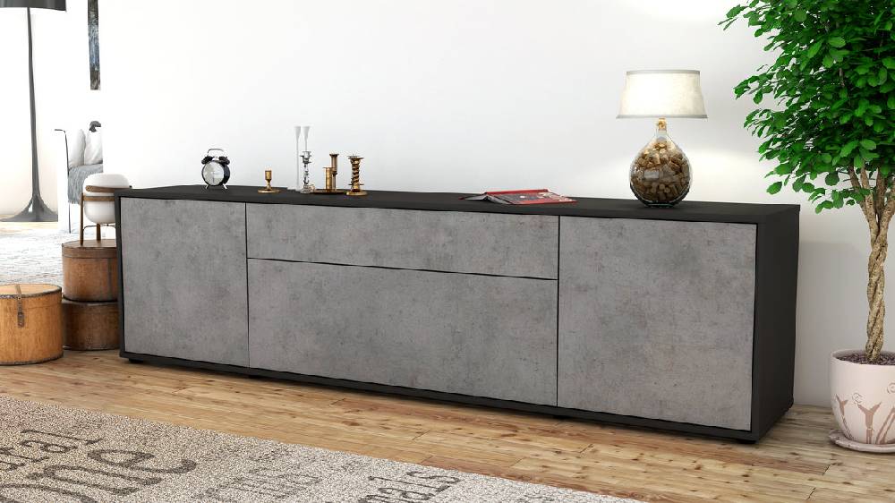 Stil Zeit Möbel Lowboard Aria, Beton (180x49x35cm) Black Friday Preise